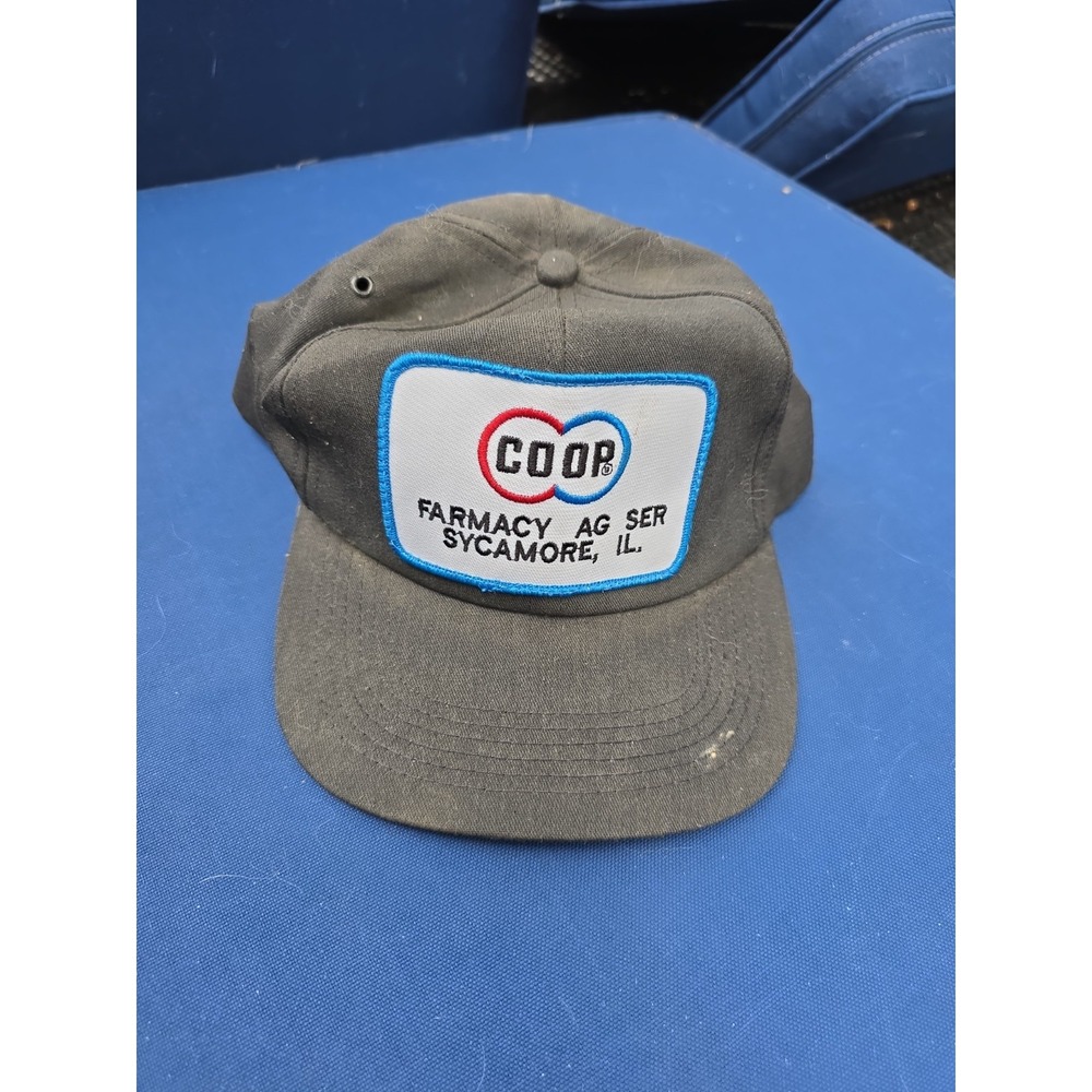 Vtg COOP Farmacy Ag Service Hat 90s K-Brand Snapback Farm Cap Patch Sycamore IL